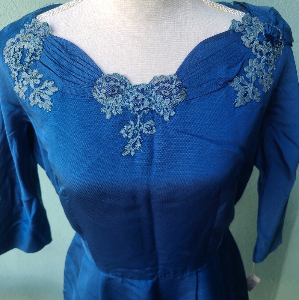 1950s Blue Evening Dress